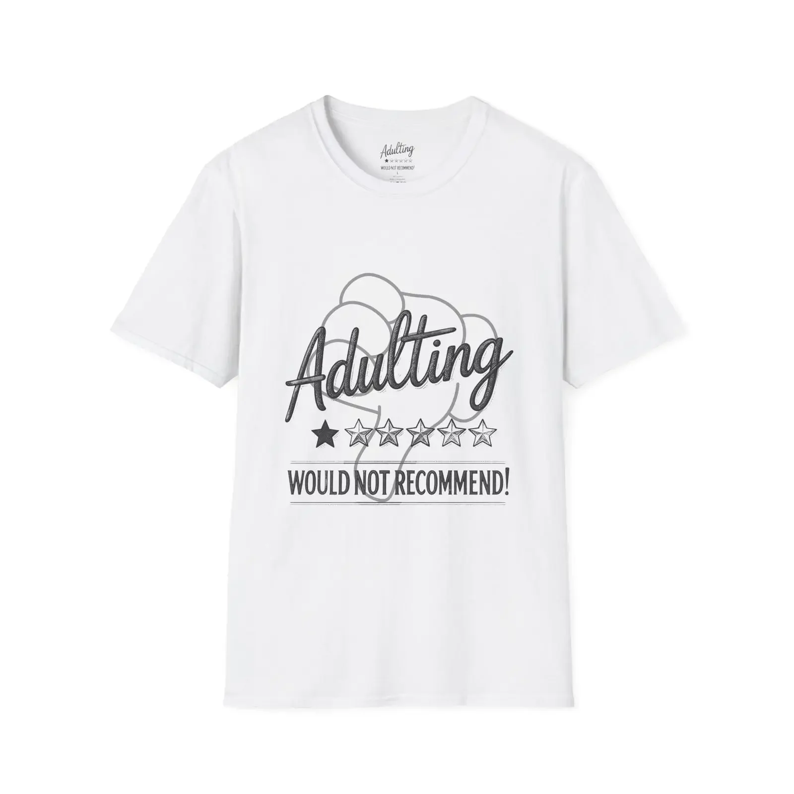 Adulting Would Not Recommend T Shirt Funny Retro Review  vintage Washed Stylish Stretched Versatile Soft Top For Everyday Wear