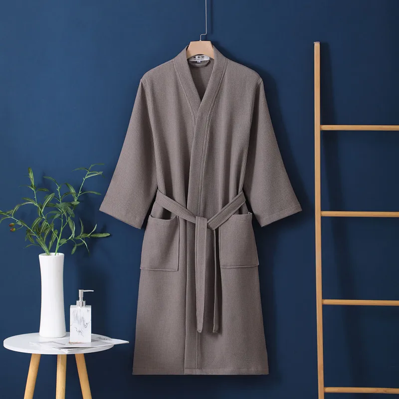 New Wedding Dress 100% Cotton Waffle Bathrobe Lightweight Spring Autumn Couples Sleepwear Winter Nightwear Women's Kimono Robe