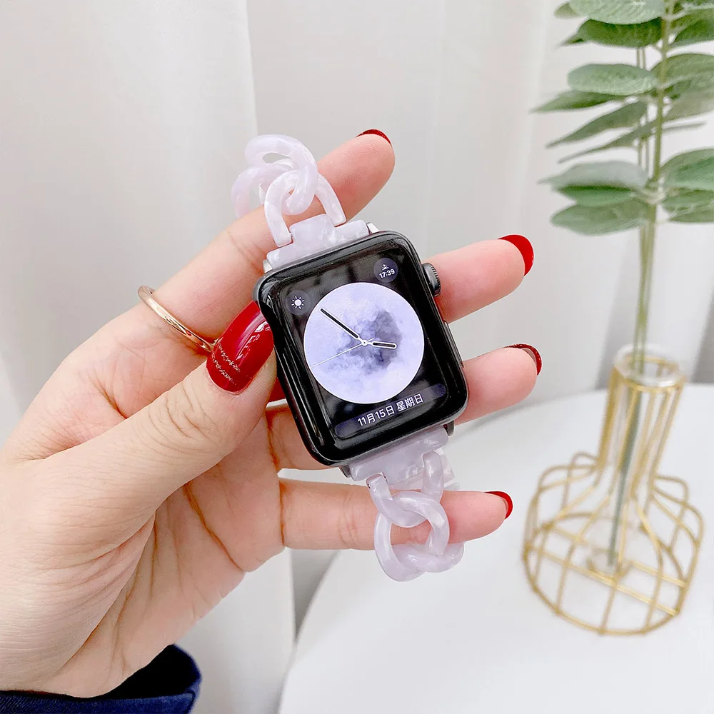 Resin Strap for Apple Watch Band 8 7 45mm 41mm Women Bracelet Wristband for iWatch Series 65432SE 44mm 40mm 42mm 38mm Ultra 49mm