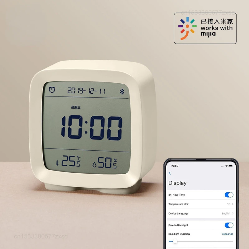 Imagem -02 - Xiaomi-despertador Bluetooth Cleargrass Sensor de Temperatura e Umidade Medidor Luzes Noturnas Ajustáveis Trabalhe com o Aplicativo Mijia Casa Inteligente