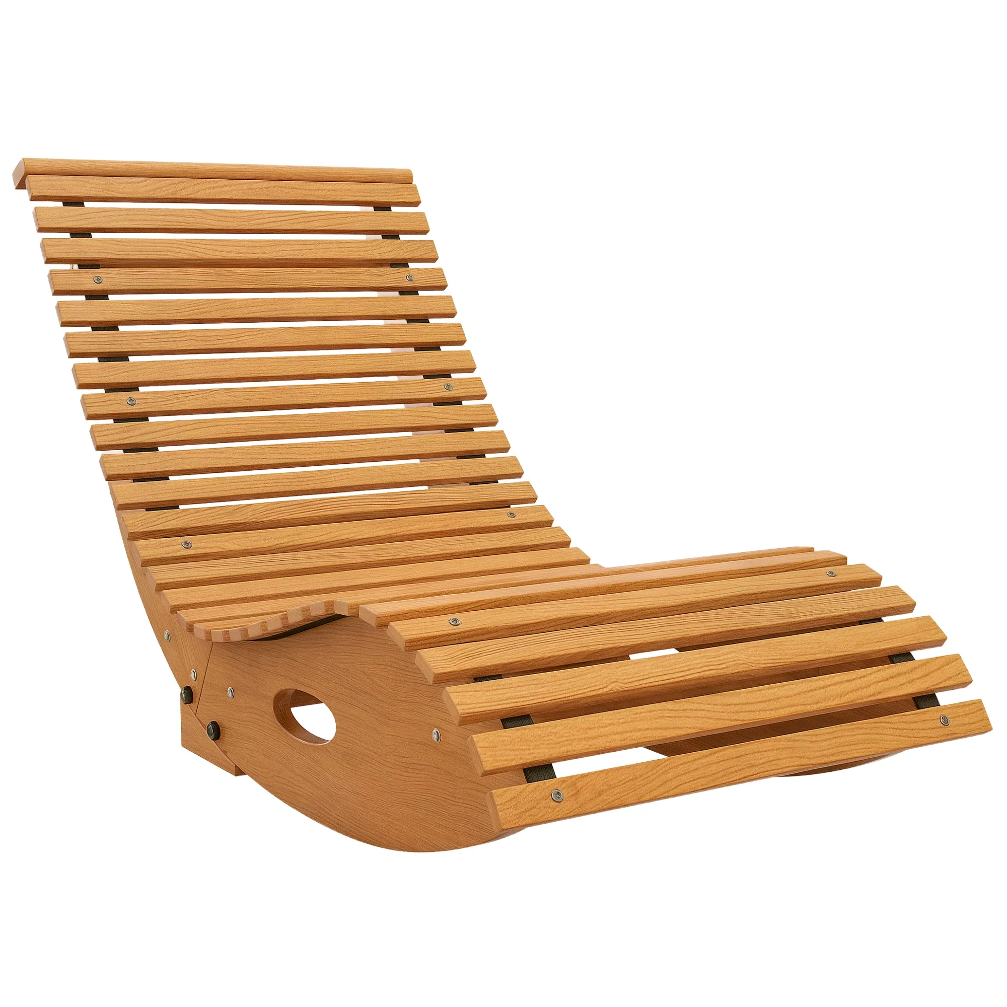 Outsunny Outdoor Rocking Chair W/Slatted Seat, Wooden Rocking Chair, Light Brown