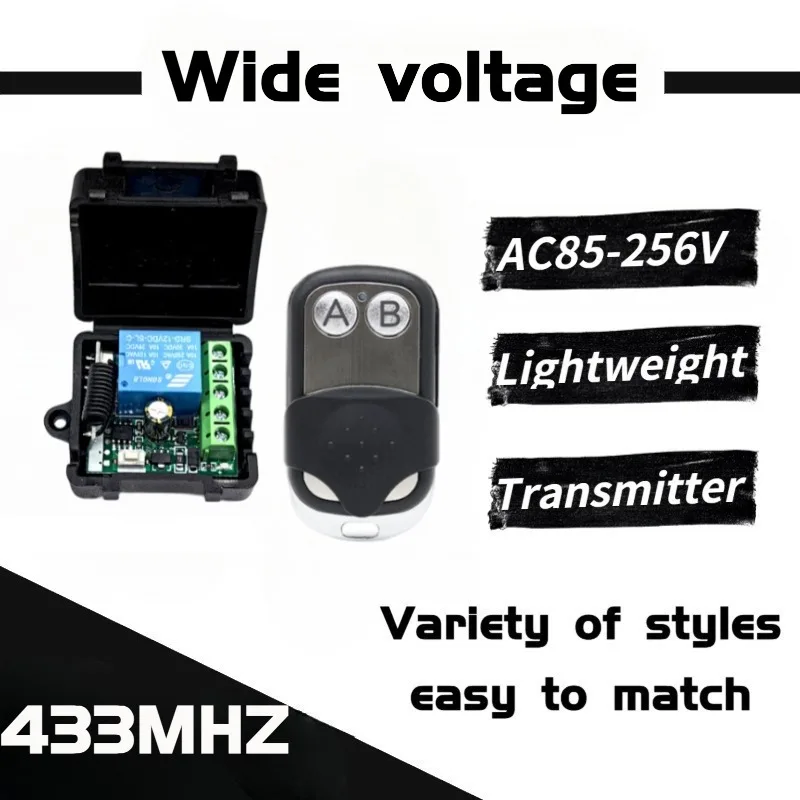 433MHz Wireless Remote Control Switch AC85-256V 120V 220V 10A Relay Receiver Module Motoline Transmitter Garage Door Host