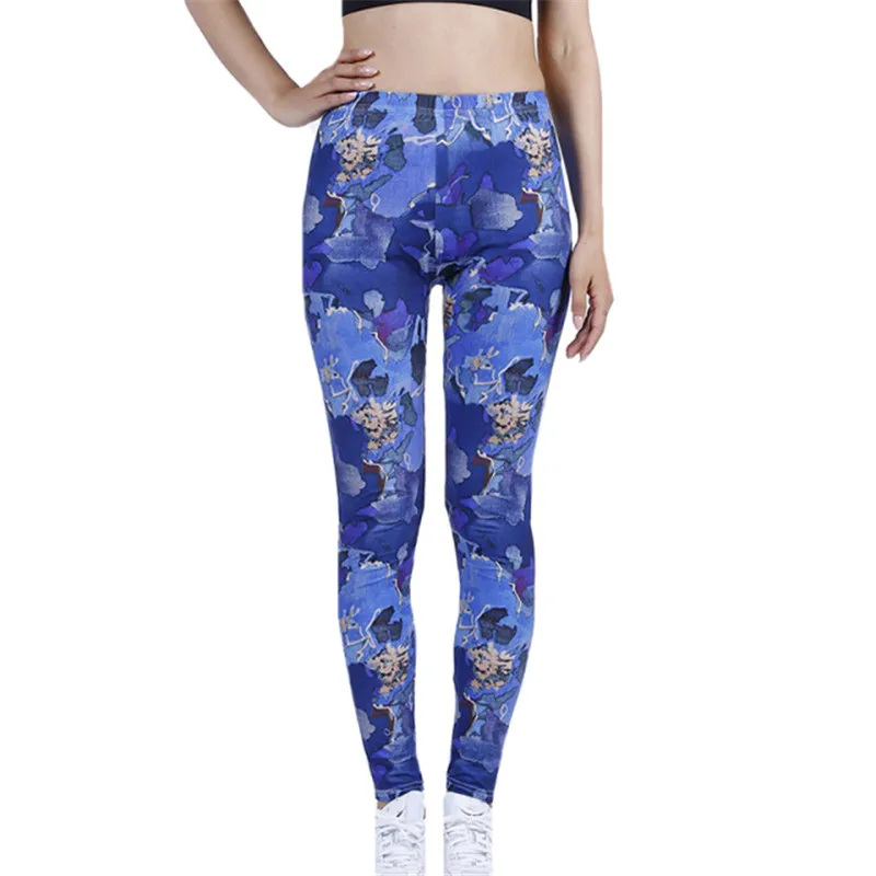 

VISNXGI Workout Leggings Women Fitness Floral Printing Pants Sportswear High Waist Tights Patchwork Push Up Gym Wear Trousers