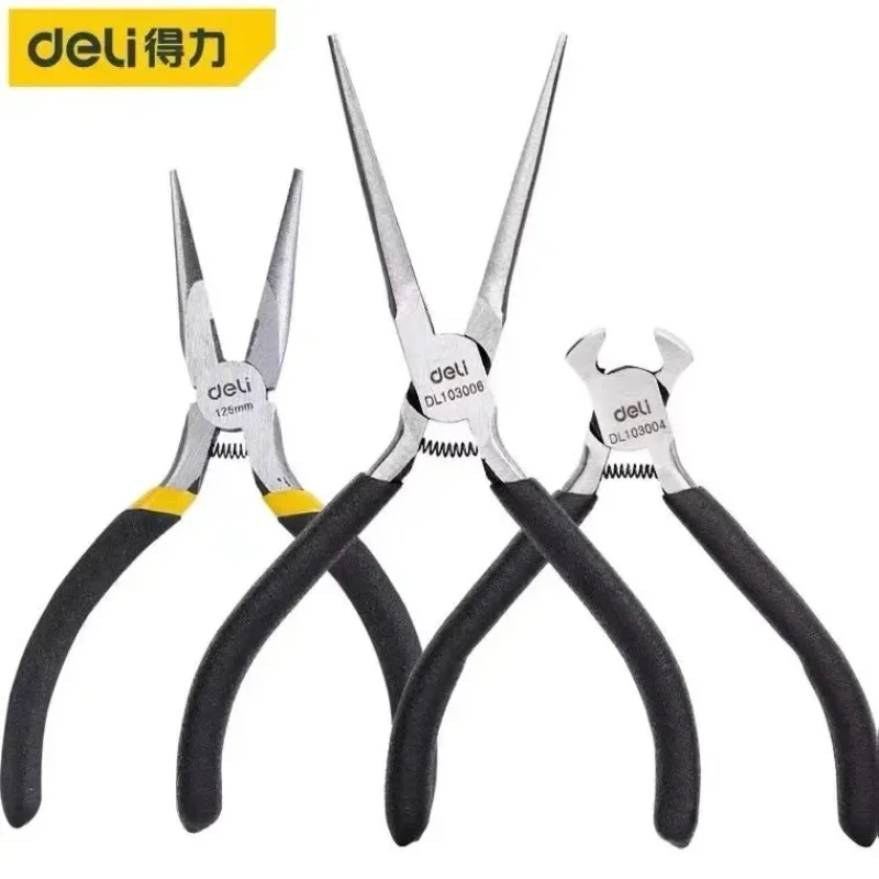 Deli Bending Pliers Multifunction Top Cutting Pliers Mini Wire Electrician Portable Diagonal Manual Pointed Pliers Multi Tools