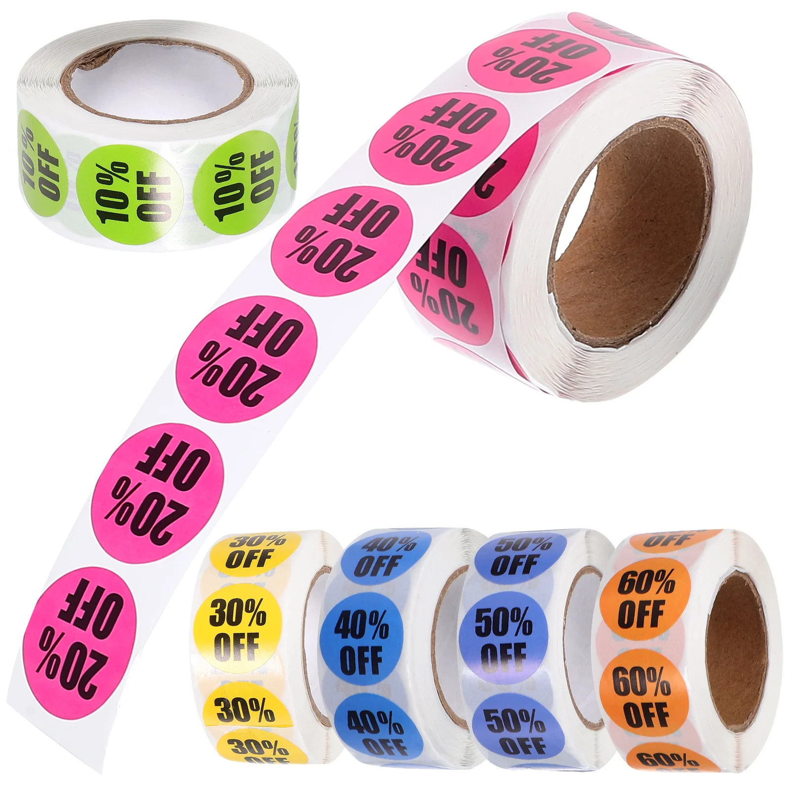 6 Rolls Clear Round Stickers for Sealing Nail Percent off Decals Coated Paper Circle Retail