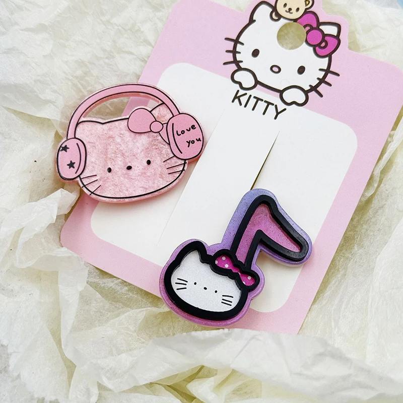 Sanrio Hello Kitty 1/2ชิ้นสำหรับผู้หญิงหญิงสาวกิ๊บติดผมหน้าม้าด้านหวานน่ารักของขวัญเครื่องประดับผมทุกวัน