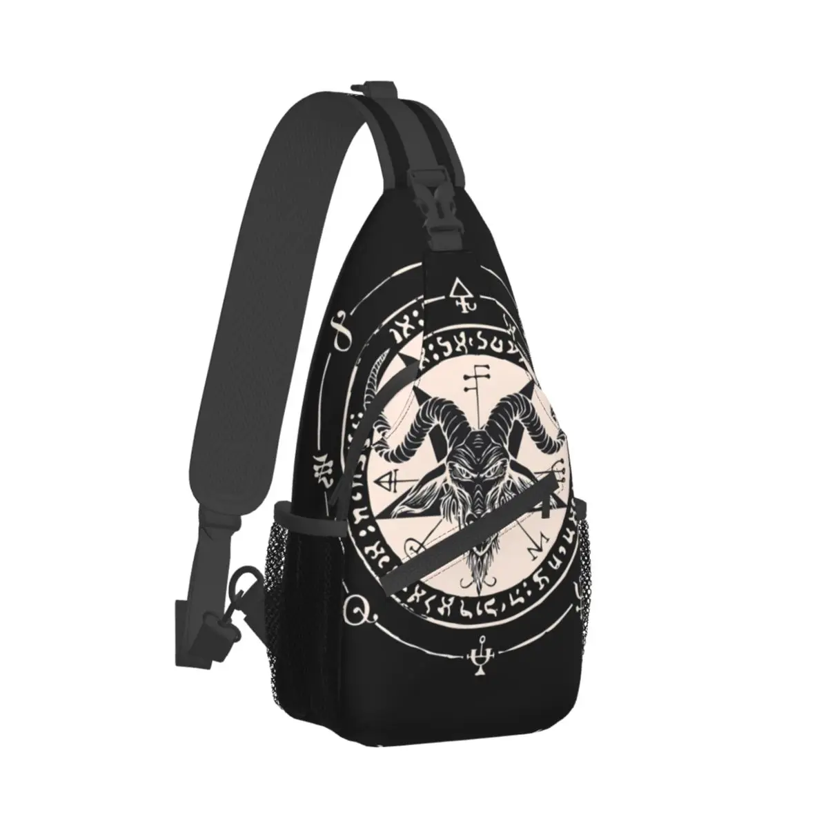 

Crossbody Bag Sports Sigil Baphomet Pentagram Occult Satanic Goat Head Lucifer Chest Bag Unisex Women Man Shoulder Backpacks