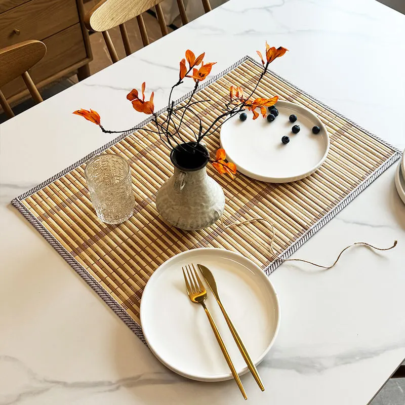 Nordic Style Woven Dining Mat Bamboo Material Heat Resistant Coaster Table Pad Home Use Anti Scalding Western Dining Protection