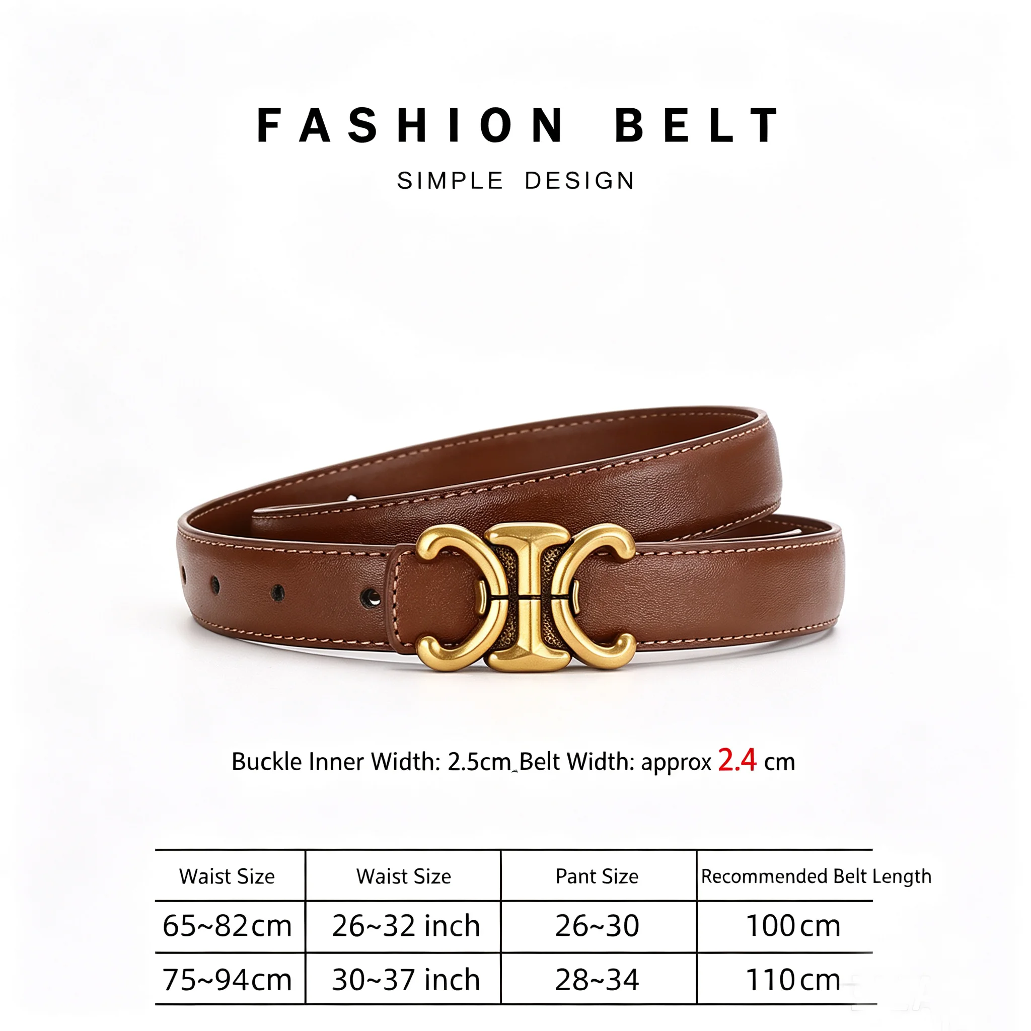 Women Thin Leather Belt Vintage Gold Buckle Waist Belt Ladies Casual Dress Jeans Decorative Waistband Fashion Accessories