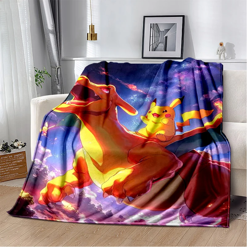 2025 New Charizard Charmander Fire Pokemon Cartoon Dracaufeu Gift Soft Blanket,Soft Throw Blanket for Home Bedroom Bed Sofa Kid