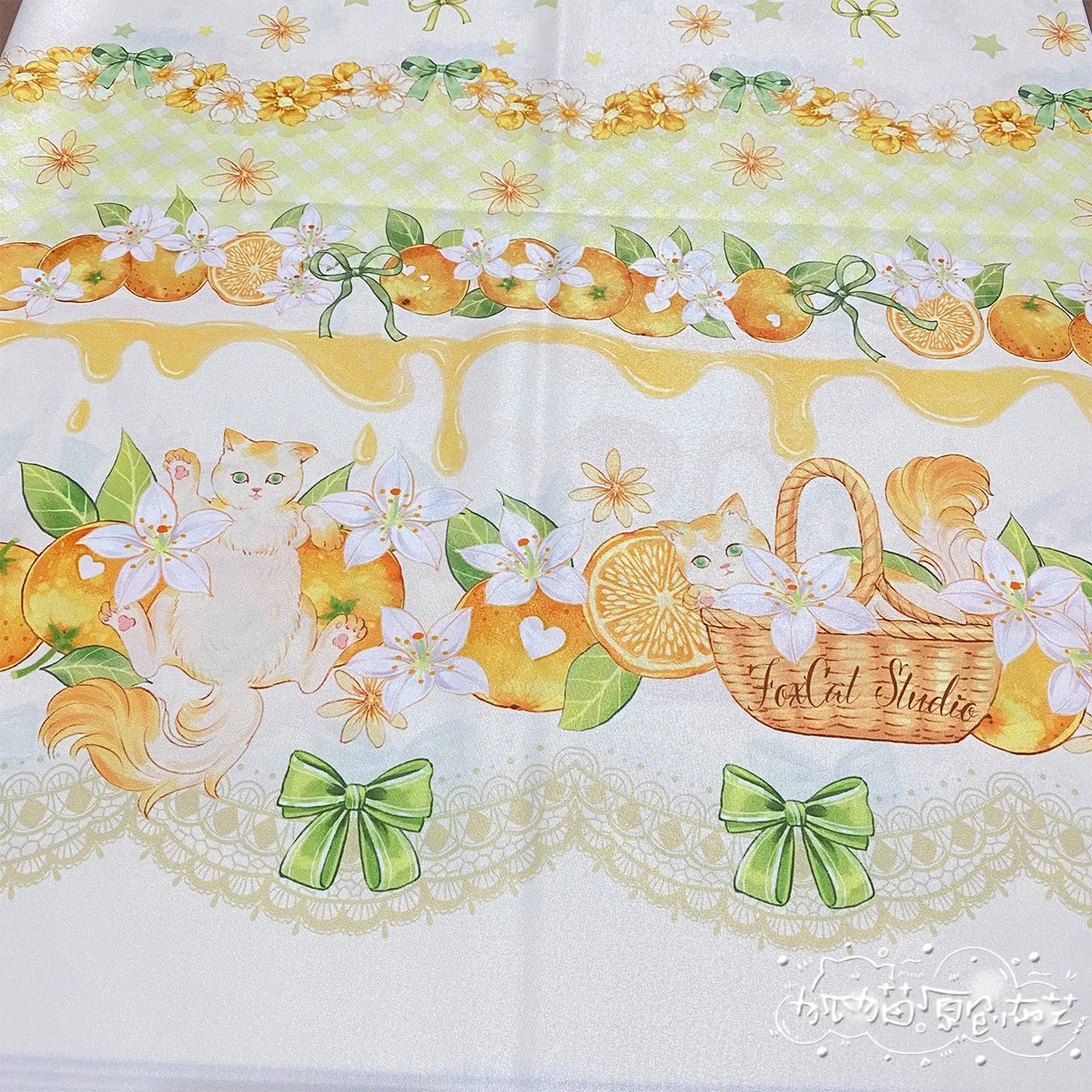 Lovely Lolita Dress Orange Flower Cat fabric borsa da lavoro manuale fai da te materiali per la contabilità a mano gonna per bambini