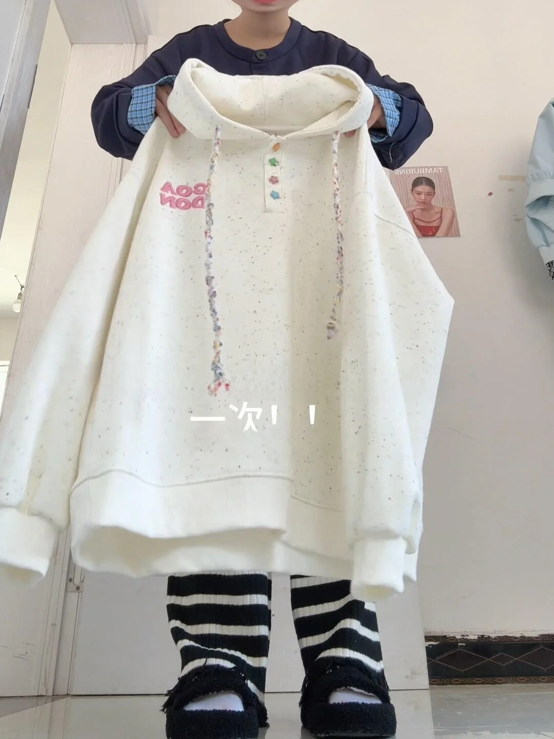 

Женская толстовка свободного кроя Dopne Color Dot с длинными рукавами, с пуговицами в виде звезд, повседневная верхняя одежда, удобное уличное пальто