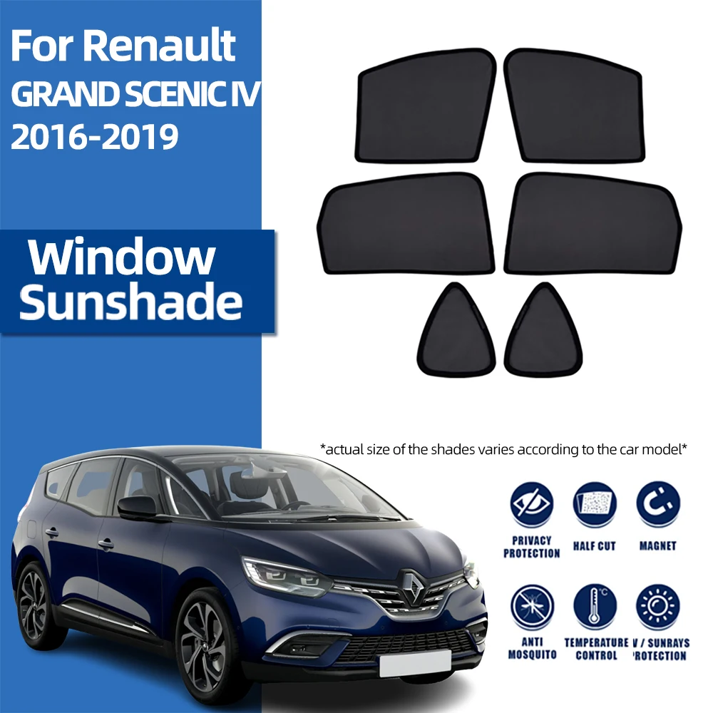 Pare-soleil magnétique pour voiture Renault GRAND SCENIC IV 2016-2022, rideau de pare-brise avant, fenêtre latérale arrière, pare-soleil en maille