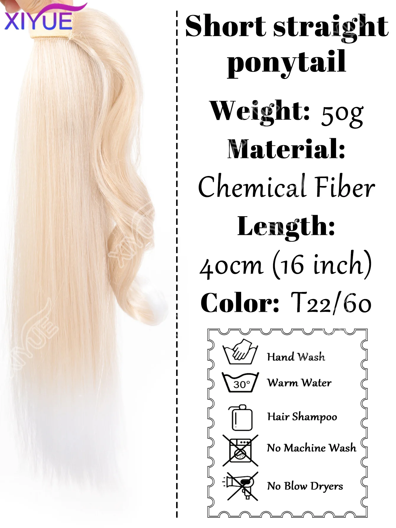 XIYUE Synthetic Straight Ponytail Wrap Around Clip In Hair Extensions Hairpiece Fiber Black Blonde Fake Hair PonyTail