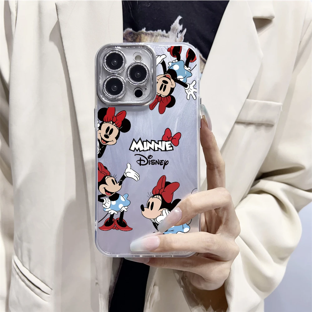 Coque de téléphone Disney CartureMinnie pour iPhone, coque de luxe, dessin animé, souris mignonne, étuis Carcasa, 16, 15, 14 Plus, 13, 12, 11 Pro Max