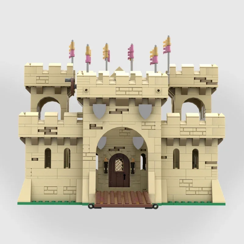 classic yellow castle bricks medieval military fortress stronghold knight architecture blocks moc modular bricks castle keep