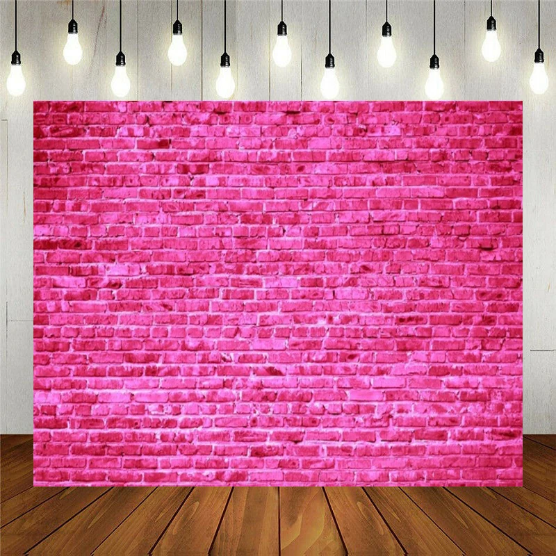 Pink Brick Wall Photography Backdrop Happy Birthday Background Girl Youngster Artistic Portrait Photo Shoot Studio Props