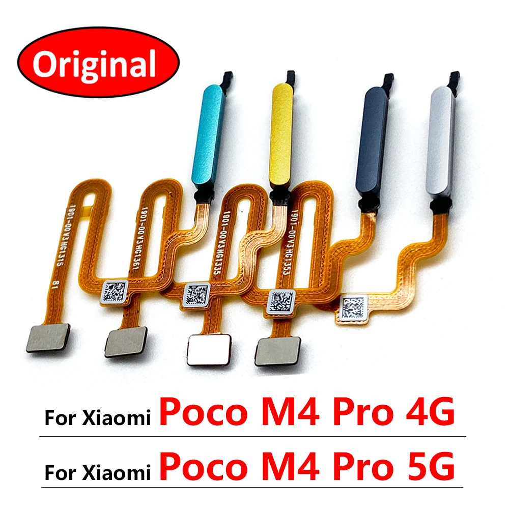 10Pcs, Original Fingerprint Sensor Home Return Key Menu Button Flex Ribbon Cable For Xiaomi Poco M4 Pro M4Pro 4G 5G Parts