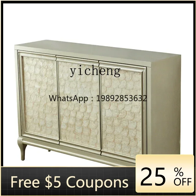 1 Simple Sideboard Cabinet Light Luxury Entrance Cabinet Shell Solid Wood Home Shoe Cabinet Living Room Locker