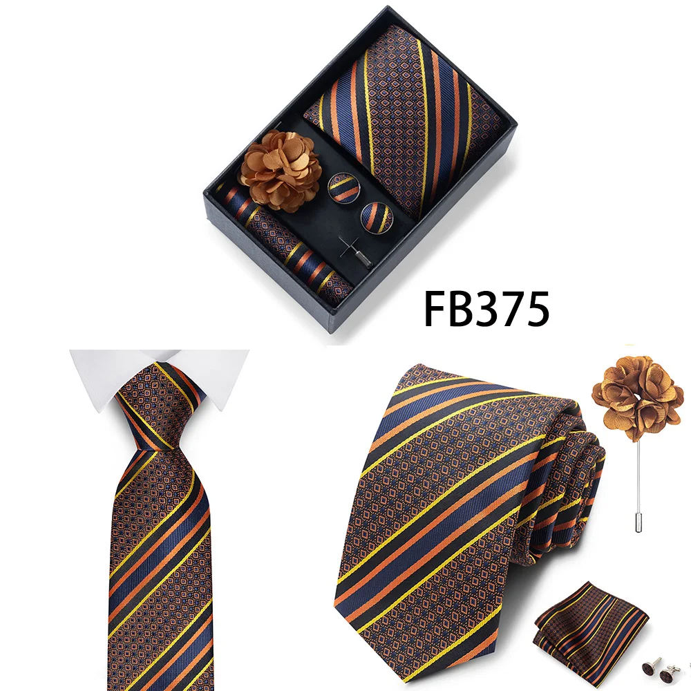 Erstklassige Weihnachtsgeschenkbox mit grauem Aufdruck, Krawatten, Einstecktuch, Manschettenknöpfe, Brosche, Set für Herren, Anzug, Accessoires, passend für die Gruppe – Detail 21