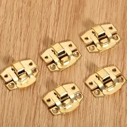 5Pcs Gold Iron Toggle Hasps Lock Latch Catch Clasp Furniture Jewelry Wooden Box Suitcase Decorative Buckles with Screws 23x20mm