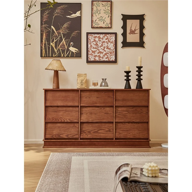 

Medieval style solid wood chest of drawers living room dining room sideboard drawer storage French storage cabinet