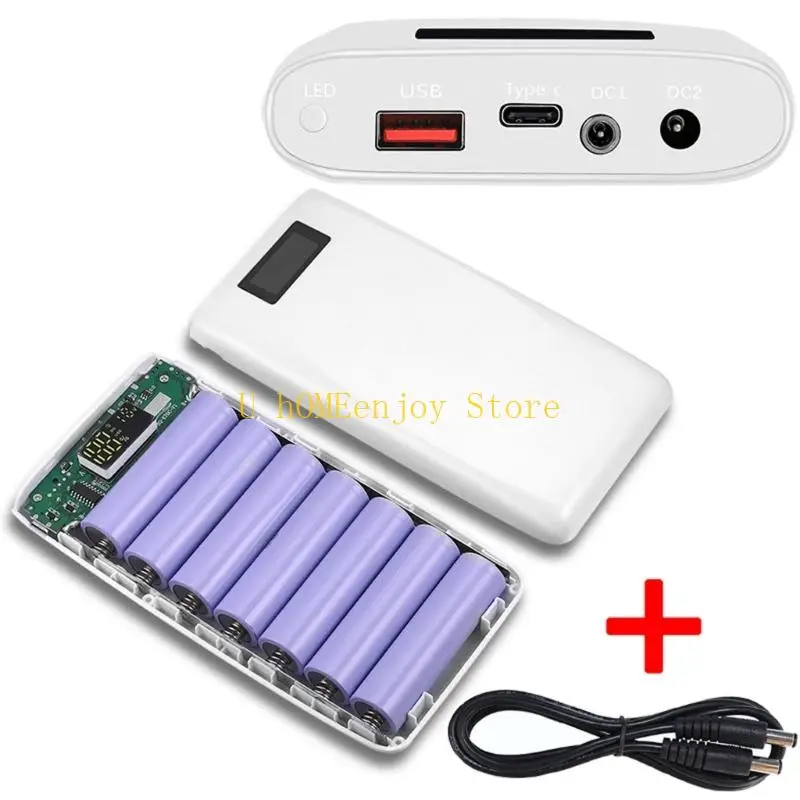B0KF PowerBank 7Slot Case For 18650 Battery Holder Lightweight Durability Shell