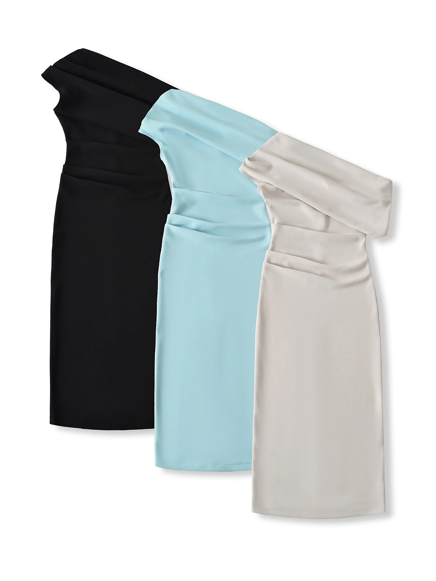 섹시한 어깨 노출 드레스, 허리 조임과 주름 장식이 있는 롱 슬림 스커트, 여성용 여름 볼 가운 바디콘 드레스