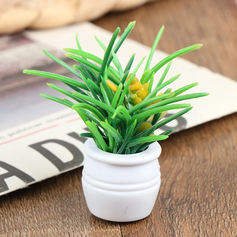 5 sztuk/zestaw Miniaturowe doniczki z zielonymi roślinami do domku dla lalek, model 1:12, mini symulacja, dekoracje do domu, akcesoria - zabawka