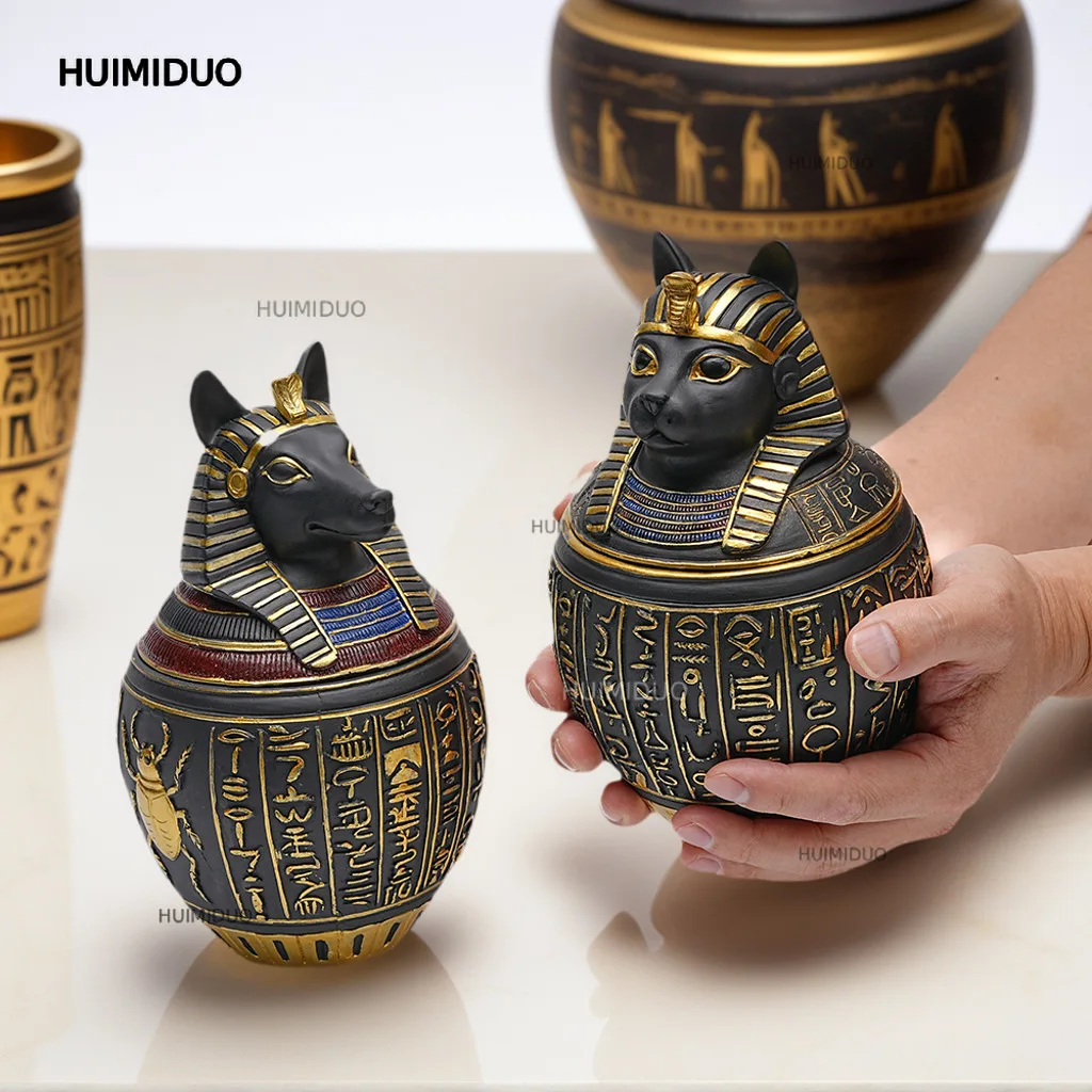 New Products Hot Sale Egyptian Pet Urn Resin Crafts Ornament Home Decoration Anubis God Ornament