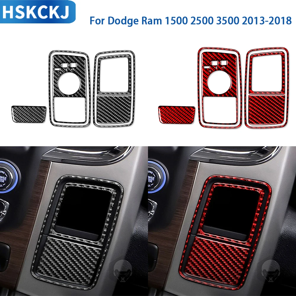 

For Dodge Ram 1500 2500 3500 2013-2018 Accessories Real Soft Carbon Fiber Interior Four Drive Button Panel Cover Trim Sticker