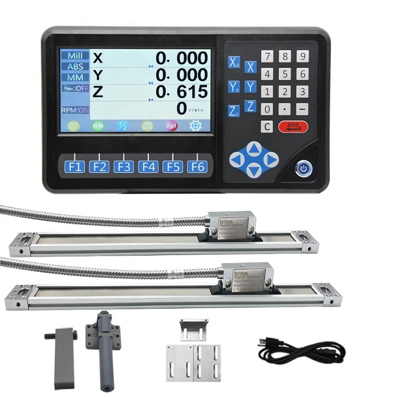 DITRON 2 Axis Digital Readout Kit with 2PCS 50-1000mm High Precision Dro Magnetic Scale Encode for Lathe/ Milling Machine