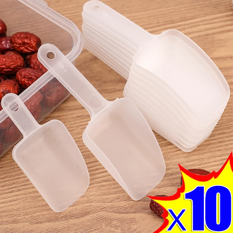 10-5pcs Multifunction Plastic Scoops Transparent Ice Cube Shovel Flour Food Small Measuring Scoop Party Kitchen Baking Supplies