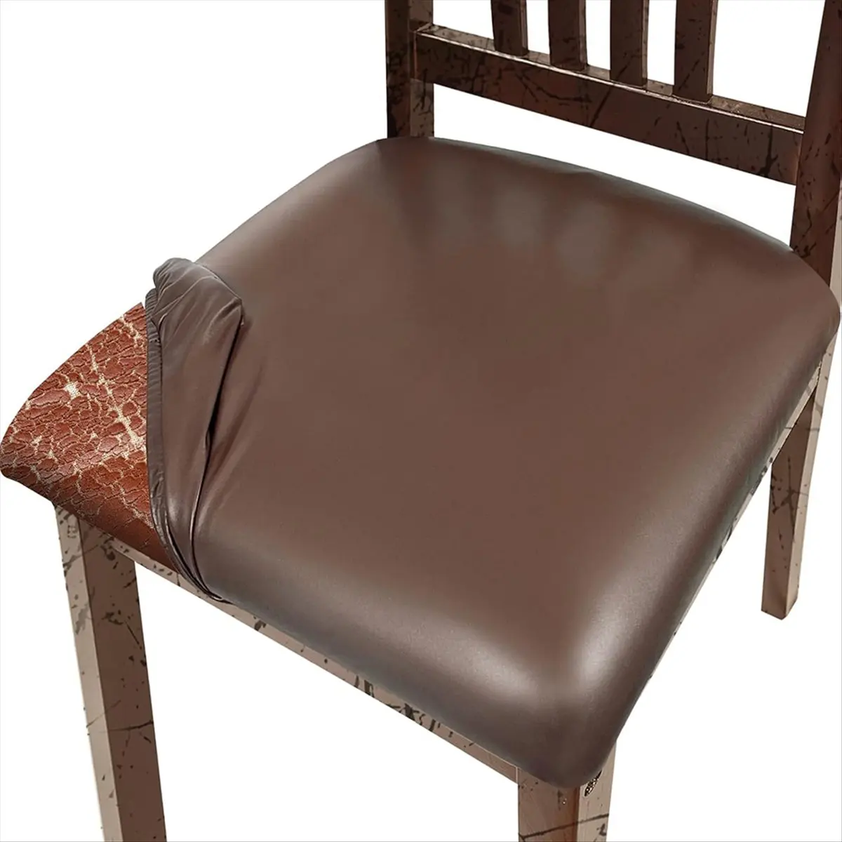 Pu Leather Dining Chair Seat Covers,Waterproof Dining Seat Covers Stretch Chair Covers for Dining Chairs/Kitchen 4PCS A