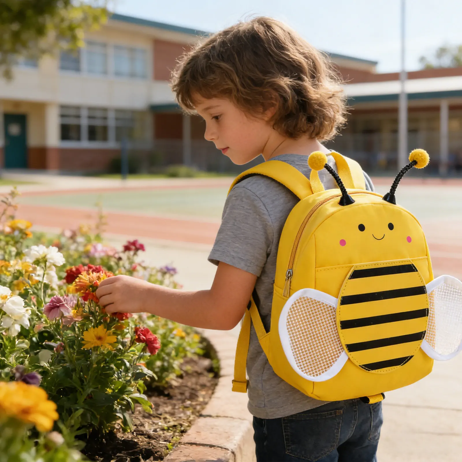 2pcs-toddler-backpack-leash-honeybee-schoolbag-anti-lost-rope-harness-mini-kids-walking-baby-outdoor-safety-bag
