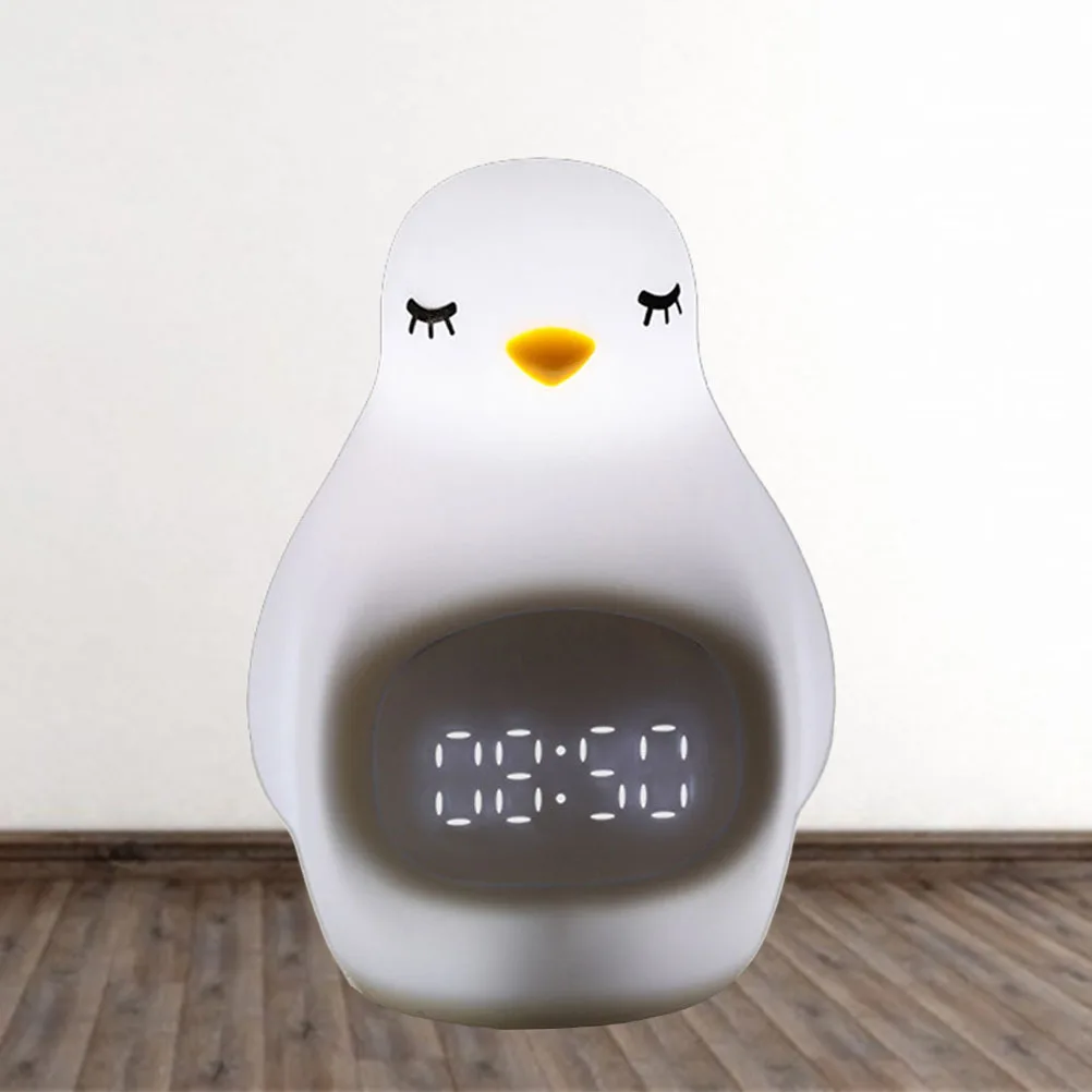 

Student Alarm Clock Digital Lamp White Light Led Silicone Penguin Snooze Timer For Bedroom Office Study Home Decor