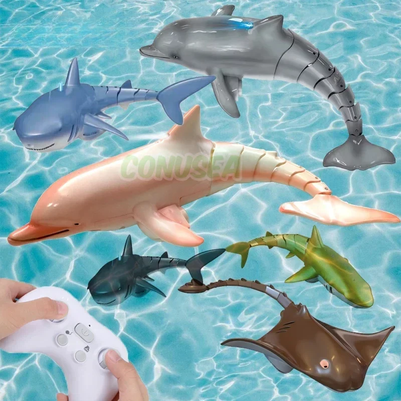 Portable 2.4G RC Waterproof Shark Crocodile Manta Ray Spray Shark Electric Swimming Outdoor Bath Toy Boys Girls Birthday Gift