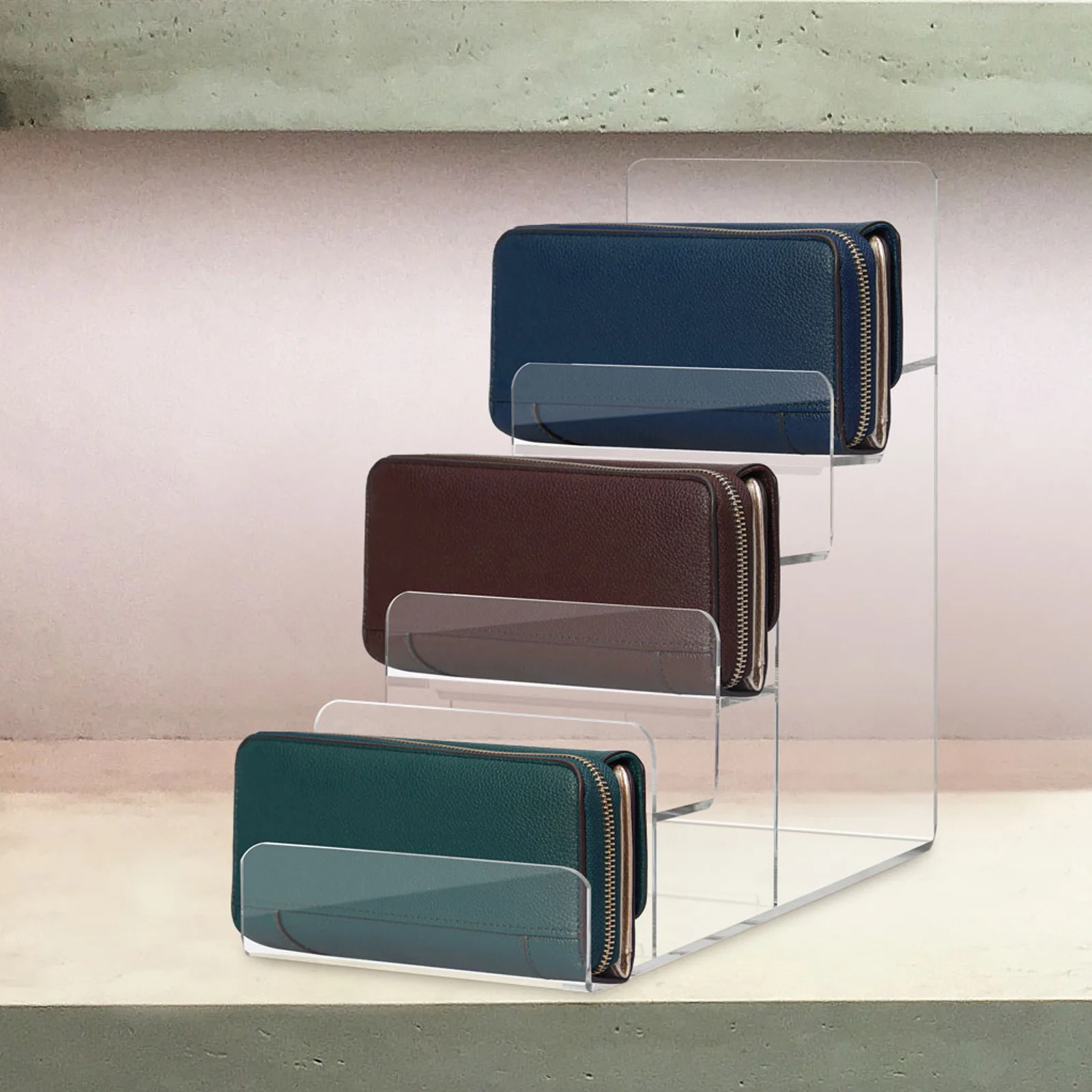 

1Pcs Acrylic Multi-Layer Purse Display Stand Wallet Organizer Storage Rack Jewelry Glasses Holder Transparent Wallet Organizer