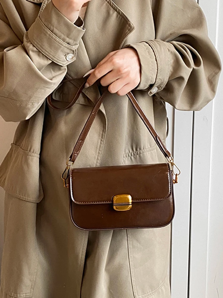 Women Retro Small Square Pack Autumn Winter All-Match Crossbody Bag High-end Textured PU Leather Lady Shoulder Bags image 5