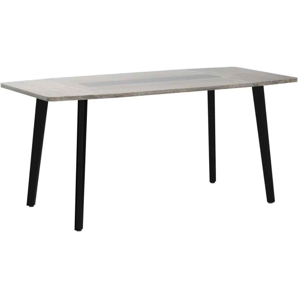 6FT Conference Table, 70.86L x 35.43W x 29.52H Inches Boat Shaped Meeting Table, Industrial Grey Seminar Table for Office Meeti