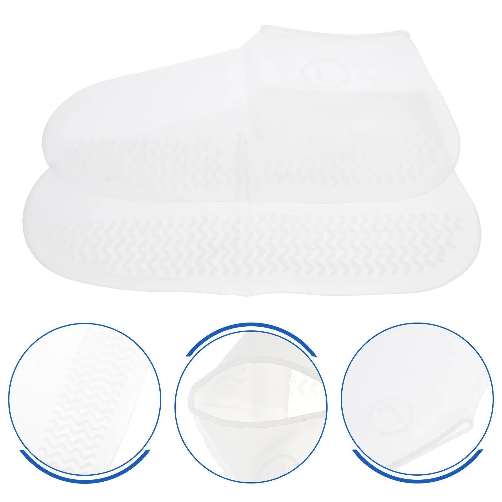 

1Pair Waterproof Shoe Covers High Durability Flexible Silicone Overshoes for Cooking Service Staff Travel Hiking Beach Use White