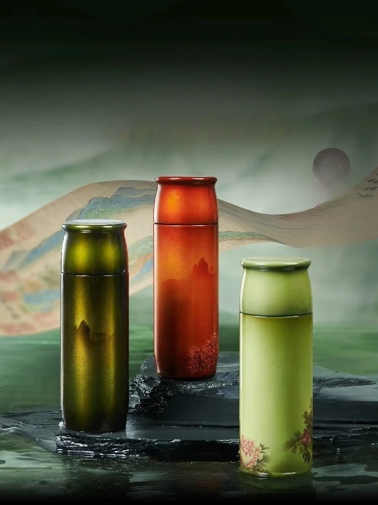 Thermos cup high-end gift stew cup intangible cultural heritage lacquer stuffy tea cup