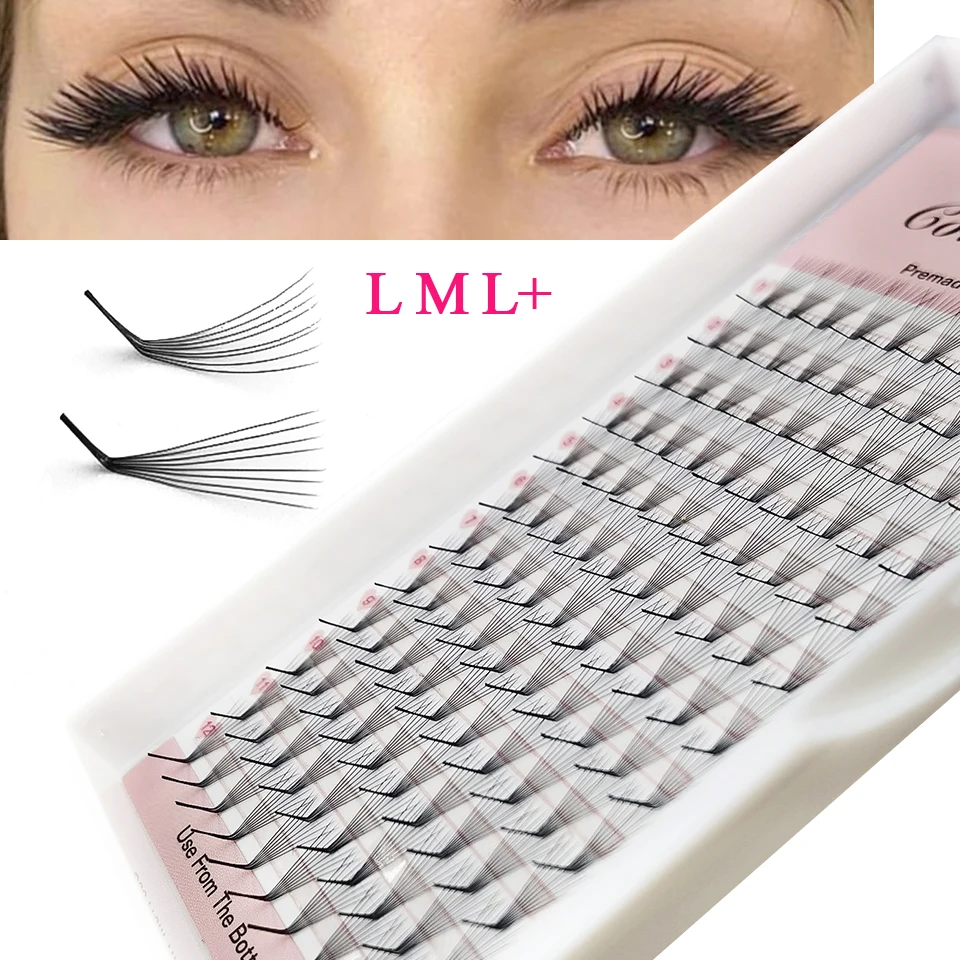 

Colorful L L+ M Curl Premade Volume Fan Lash Extension Pointy Base Sharp Slim Narrow Stem Russia Volume Eyelash Extension Cilio