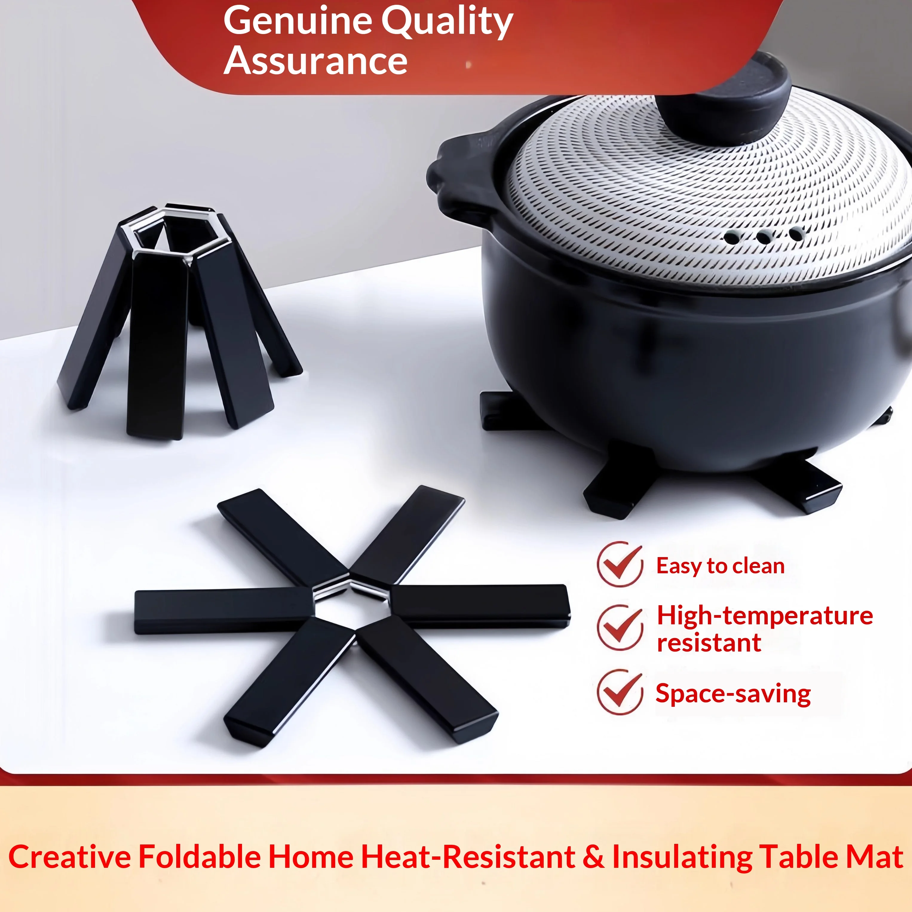 Foldable Heat Insulation Pot Trivet High Temperature Resistant Hot Pot Mat Non‑slip Coaster Table Protector Kitchen Gadget