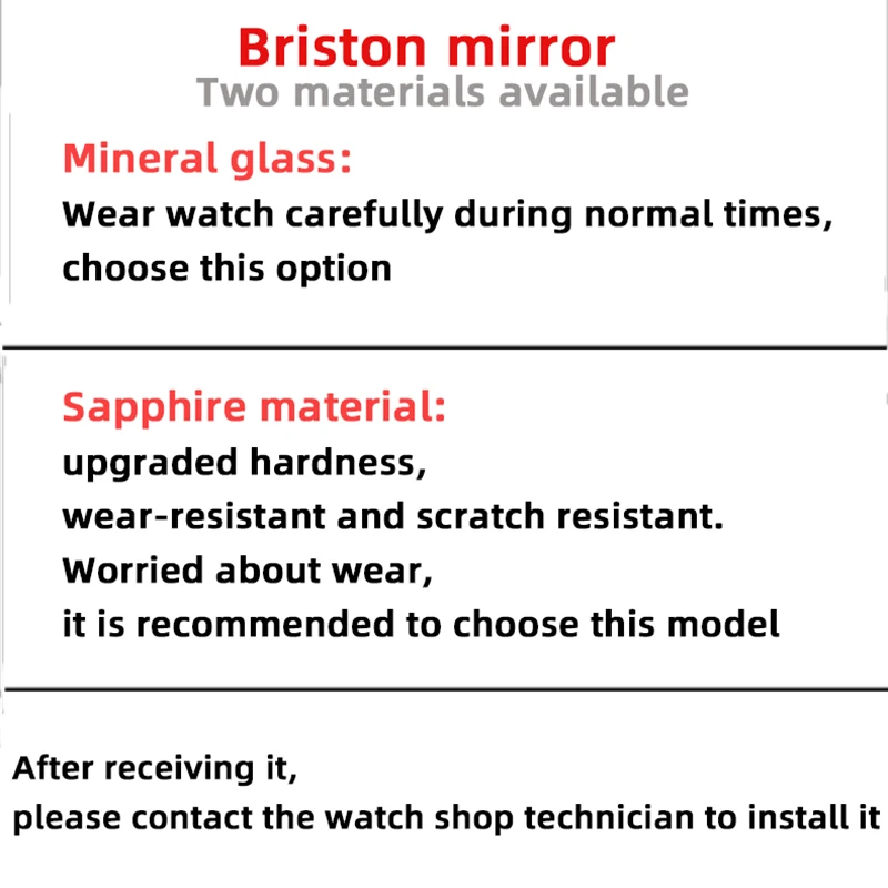 Case Glass Mineral Glass For Briston Glass Watch Mirror Sapphire Lens Scratch resistant Glass Mirror Repair Replace  Accessories