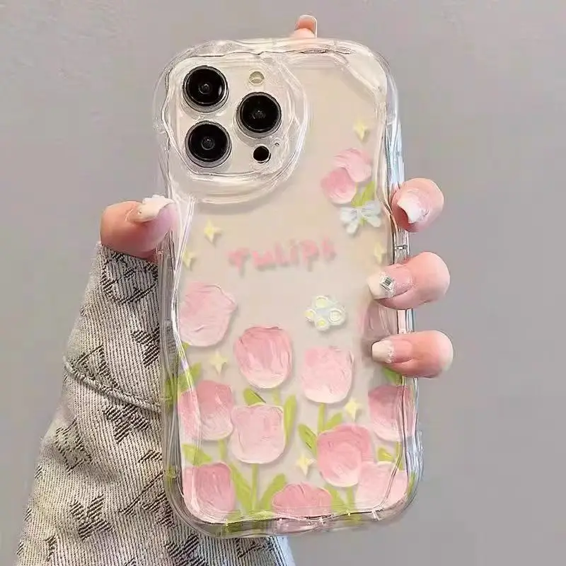 Funda de teléfono de tulipanes para Huawei Nova 9 SE 10 11 11i 12 12i 13 Pro Y70 Y90 Y9S P40 Lite P50 P60 Pura 70 cubierta transparente de TPU con flores