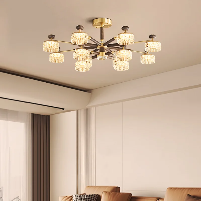 

Основной свет для гостиной, двойная фара, черный орех, полностью медный, французский, средневековый