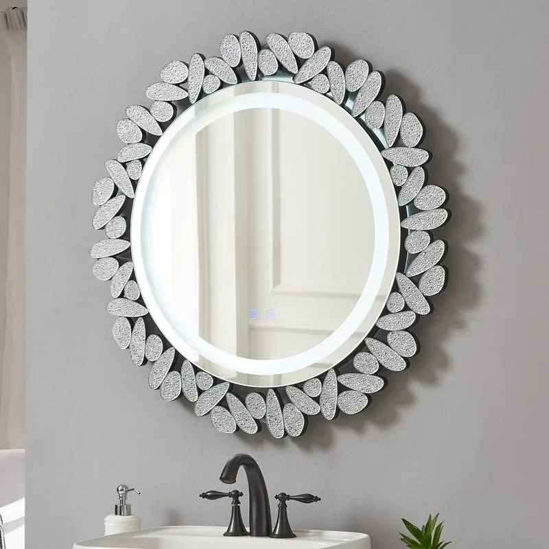 

Face Big Bathroom Mirror Shower Round Aesthetic Design Makeup Mirror Hairdressing Bath Free Shipping Car Espejo Pared Miroir