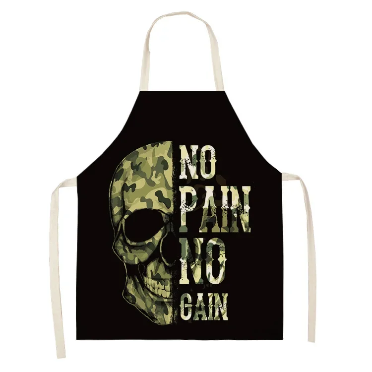 Skull Pattern Kitchen Apron Hairdressing Anti-fouling Aprons for Women Men Household Cleaning Tool Cooking Baking Accessories