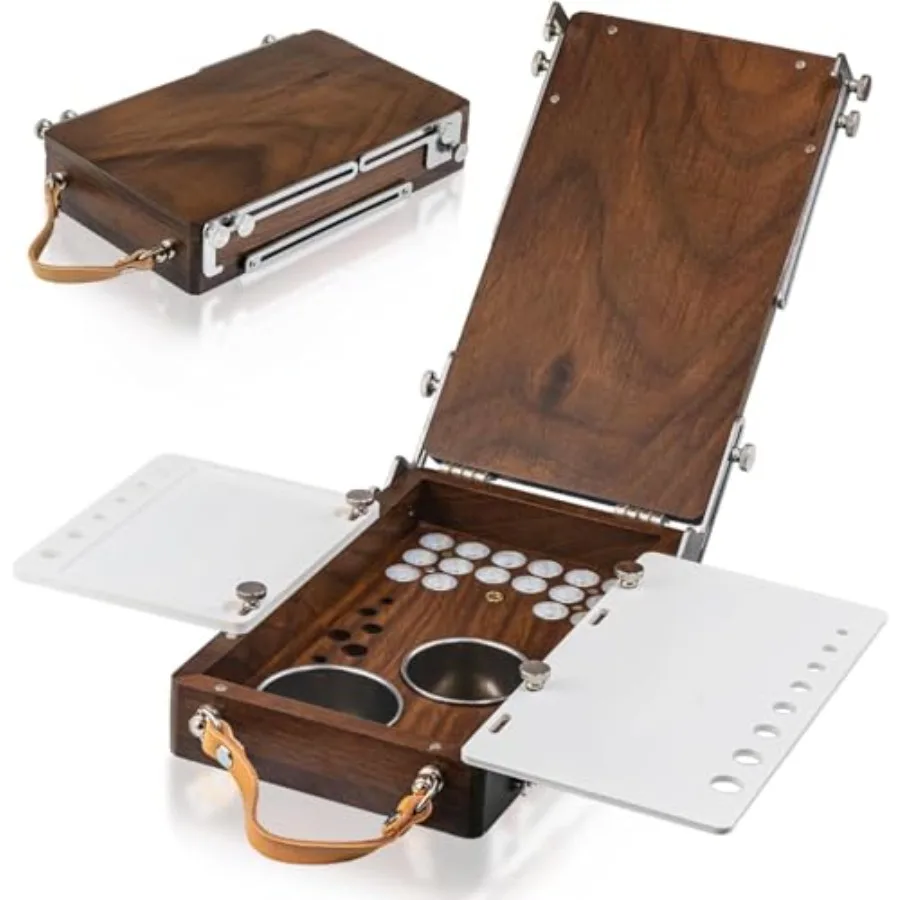 

Wood Travel Watercolor Palette Plein Air Easel Pochade Box for Art Supplies Mini Walnut Portable Sketchbox for Painting Handhol